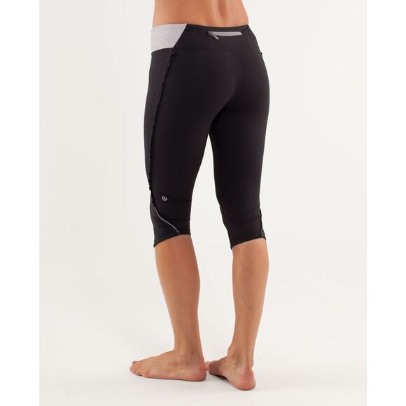 LULULEMON Women's Run: Fast And Free Crop Size 8 In Black/Metallic Silver/Coal - Picture 6 of 13